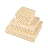 ewtshop® 40 Holz-Quadrate, 3 Größen: 10 cm + 8 cm + 5 cm, für Bastelarbeiten, als Dekoration, 2mm Dick