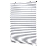 LazBlinds Kabellose Plissee-Jalousien mit Saugnäpfen, Weiß, für Fenstergröße 88,9 cm B x 162,6 cm H