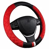 Lenkradhüllen Universal Auto Lenkradhülle Plüsch Lammfell Leder Lenkradbezug 15 Zoll/37-38cm Anti Rutsch Lenkradabdeckung Atmungsaktiv Winter Lenkradschutz Warm Lenkradschoner für Damen & H