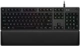 Logitech G513 mechanische Gaming-Tastatur, GX Brown Taktile Switches, RGB-Beleuchtung, USB-Durchschleife, Handballenauflage mit Memory Foam, Aluminium-Gehäuse, Deutsches QWERTZ-Layout - Carbon/Schw