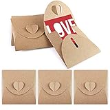 HAKACC Kraftpapier CD Hülle, 60 Stück CD-Hüllen Kuverts Kraftpapier Umschläge mit Herz Verschluss für CD DVD Hochzeit Party Weihnachten Valentinstag Geschenkk