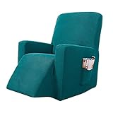 YAJUANDXDP Einsitzerbezug Schonbezug Reversible Gesteppte Möbelschoner, Mikrofaser-Sofa- Stuhlschoner mit elastischen Riemen bleiben an Ort und Stelle (Color : Blau kariert)