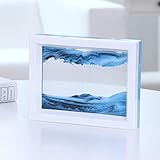 PROW Dynamisch 3D Natürliche Landschaft Fließendes Sand Bild Kunst Double Faced Doppelte Farbe Bewegend Sand Malerei Sandmalerei Sanduhr (Blau Weiss)