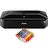 Canon PIXMA iX6850 Drucker Farbtintenstrahl Drucker DIN A3+ (Bürodrucker, Fotodruck, Textdruck, 9.600 x 2.400 DPI, WiFi, WLAN, USB, Direktdruck, Print App) schwarz + 5 kompatiblen XL