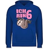 Kindergeburtstag Geschenk - Ich Bin 6 mit Faultier in rosa - 104 (3/4 Jahre) - Royalblau - JH001K_Kinder_Hoodie - JH001K JH001J Just Hoods Kids Hoodie - Hoodie Kinder Pullover für Mädchen und Jung