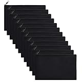 ZeeDix 12 Stück leere DIY Handwerk Tasche Leinwand Stifteetui leere Make-up Taschen – Leinwand Bleistift Tasche Baumwolle Canvas Kosmetiktasche Mehrzweck-Reise Kosmetiktasche (schwarz)