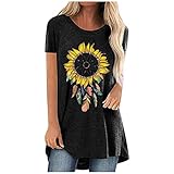 Sweatshirt Damen Tshirt Damen T-Shirt Sweatshirt Locker Freizeit Tunika Bequeme Casual Loose Fit Oberteil Top Sommer Damen Tshirt T Shirt Sp