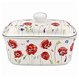 The Leonardo Collection LP94602 Butterdose mit Mohnblumenmotiv, feines Porzellan, verpack