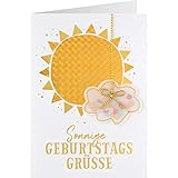 Sheepworld, Gruss & Co - 90887 - Klappkarte, Sonne, Mond und Sterne, Nr. 01, Geburtstag, Sonnige Geburtstagsgrüsse, mit Umschlag, weiß, 16,5cm x 11,5