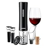 muson Elektrischer Korkenzieher Wein, 5 in 1 Weinöffner Set, enthält Weinflaschenöffner, Folienschneider, 2 Vakuumstopper und Weinausgießer, Batteriebetriebenes Automatischer Flaschenö
