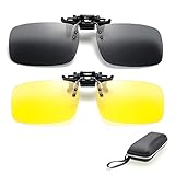 ZYZH 2 Paar Sonnenbrille Clip auf Flip Up Night Vision Gläser Blendschutz polarisierte für Männer Frauen UV400 Beste für Driving Golf Schießen Angeln Jagd Outdoor Sports-gelb + g