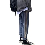 Tasty Life Herren Sporthosen Hip Hop Street Wear Seitenstreifen Design Monochrome Freizeithosen Elastischer Bund Und Kordelzug Lila Jogginghose (XL, Blue)