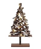 Holz Weihnachtsbaum 15 LED - 37x20x6 cm - Tischdekoration Fensterdeko Holzbaum Tannenbaum b