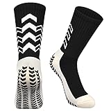 ENONEO 3 Paar Rutschfeste Fußballsocken Herren Anti-blasen Fußballsocken Rutschfest Verdicken Sportsocken Atmungsaktive Komfortabel Grip Socken Fussball Basketballsocken Wandersocken Damen(Schwarz)