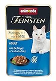 animonda Vom Feinsten Adult Katzenfutter, Nassfutter für ausgewachsene Katzen, Feines mit Filets, mit Geflügel + Seelachsfilet, 85 g