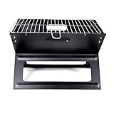 H.Slay Tragbarer Edelstahl Notebook Grill BBQ Klappkoffer Lagerfeuer X Grills Tisch Camping Holzkohle Klappgrills`