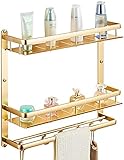 AOOF Badezimmer-Regal, Dusch-Organizer, Wandmontage, Aluminium, quadratisch, stanzbar, Farbe: 2 Schichten, Größe: 50