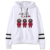 YANNI 3D Prints Squid Game Pullover Hoody,Unisex Cosplay Hoodie Sweatshirt,Pullover Für Frühling Herbst Und Winter-Weiß 3XL