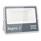 LED Strahler Außen 200W mit Bewegungsmelder, 20000LM LED Fluter Superhell Aussenstrahler 3500K Warmweiß, IP66 Wasserdicht LED Scheinwerfer Aussenleuchte für Garten, Innenhöfe, Garage, Haus, H