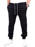 Reslad Jogg-Chino Herren-Hose Männer Harem Hosen Jogger Chinos Jogging-Hose lang Chinohose RS-2055 Schwarz W34