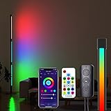 LED Stehlampe,RGB Dimmbar mit Fernbedienung,Farbe Wechselnde Moderne Stehlampe, 300+ Farben Effekte, Helligkeit & Geschwindigkeit einstellbare Ecke Licht, 16 Millionen Farben, 3 Sektion Lamp