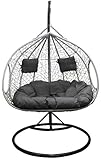 Trendyshop365 XL Polyrattan Outdoor Hängesessel mit Gestell inklusive Polster und Kissen Hängeliege Hängestuhl G