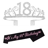 18. Geburtstags Kristall Tiara Krone Geburtstags Krone Birthday Crown Prinzessin Kronen Haar-Zusätze - Silber für Geburtstagsfeiern oder Geburtstagsk