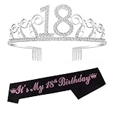 18. Geburtstags Kristall Tiara Krone Geburtstags Krone Birthday Crown Prinzessin Kronen Haar-Zusätze - Silber für Geburtstagsfeiern oder Geburtstagsk