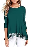 Oberteile Damen Winter Festlich Tunika Oversized Große Größen Longblusen Hembluse Longshirt (Blau Grün,XXL)