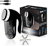 SUPER LINT Elektrischer Pullover-Rasierer mit leichtem Gürtel, Fussel-Pillenentferner für Stoff-Fleece-Vorhänge, Kleidung, USB-Ladekabel, Schwarz & Silb