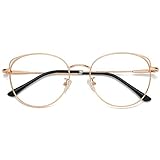 SOJOS Brille mit Blaulichtfilter Blockieren Blaue Licht von PC, TV und Handy Katzenauge ohne Sehstärke Computer-Brille SJ5027 She Young mit Rose Gold Rahmen/Anti-Blaulicht L