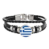 Griechenland Flagge geflochtenes Armband Leder Kette Kristall Armband Souvenir, Mode handgefertigte Armband für Mann & Frau besonderes Tagesgeschenk