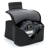Kameratasche für Spiegelreflexkameras von USA Gear: Kamera-Schutzhülle aus hochwertigem Neopren für DSLR/SLR, mit Zubehörtasche, Schwarz, ideal für Canon EOS 1300D/200D, Nikon D3400