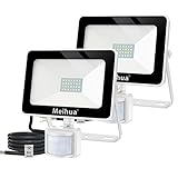MEIHUA 2er 25W LED Strahler Außen mit Bewegungsmelder, Außenstrahler 2500LM, LED Scheinwerfer Außen 6500K Kaltweiß, LED Fluter IP66 Wasserdicht, Wandleuchte für Garten Hof Garage Hotel Sportp