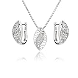 LillyMarie Damen Silber-Schmuckset Silber 925 Anhänger Oval Swarovski Elements Längen-verstellbar Geschenk Beste Freundin W