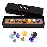 aoory Schreibtisch-Planeten, Handarbeit, natürlicher Edelstein, Geschenk-Box, Ausstellungsornament, Heimdek
