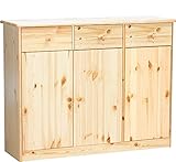 Erst-Holz® 90.50-25 Highboard Kommode Anrichte Kiefer Sideboard Natur 3 Schubladen, 3 Tü
