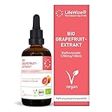 LifeWize® Bio Grapefruitkernextrakt hochdosiert mit 1200mg /100ml - Vegan, Biozertifiziert & ohne unerwünschte Z