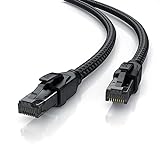 CSL - CAT 8.1 Netzwerkkabel 40 Gbits - 7,5m - Baumwollmantel - Black Series - LAN Kabel Patchkabel RJ45 - CAT 8 Gigabit Ethernet Cable - 40000 Mbits - S/FTP PIMF Schirmung - kompatibel zu Cat 6 Cat 7
