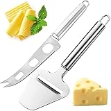 2 Stück cheese slicer Käse Werkzeuge Käsemesser Set Käse Werkzeuge Edelstahl Käsehobel Käseschneider Käsemesser Parmesanbrecher Weichkäsemesser mit Öse für Hartkäse, Weichkäse und B