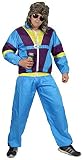 Foxxeo 80er Jahre Kostüm für Erwachsene Premium 80s Trainingsanzug Assianzug Assi - Herren Größe S-XXXXL - Fasching Karneval Anzug, Farbe blau-lila-gelb, Größe: XXL