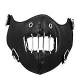 Flongo Sturmmaske Gesichtsmaske Leder Sturmhaube Motorradmaske Windmaske für Outdoor Sport Paintb