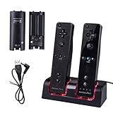 TechKen Ladegerät Set für Wii Fernbedienung,Ladestation für Wii Remote Docking Aufladestation mit 2 x 2800mAh Akku für 2 STK C