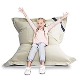 LAZY BAG Original Indoor & Outdoor Sitzsack XL 250 Liter Riesensitzsack Junior-Sitzkissen Sessel für Kinder & Erwachsene 160x120 (Beige)