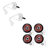 YUKE Komponenten 4 stücke 8536974 Trockner Drum Roller & 2 stücke Fit für 3406107 Trockner Türschalter Baugruppe Ersatz. Haushaltsg