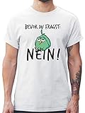 Sprüche Statement mit Spruch - Bevor du fragst: Nein! - Vogel - Schwarz - L - Weiß - Nein Tshirt - L190 - Tshirt Herren und Männer T-S