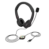 USB Headset mit Mikrofon Rauschunterdrückung Computer USB Kopfhörer Inline-Steuerung PC Headset für Skype SoftPhone Business Call Center Klarer Chat,Online-Unterricht,Superleichtgewicht,klarere S