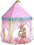 Sonyabecca Mädchen Prinzessin Schloss Zelt, Rosa Spielhaus für Mädchen Pop up Zelt L