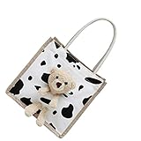 Sharplace Handtasche Tote mit Bärenpuppe Große Kapazität Süße Durable Seilgriff Umhängetasche für Damen Damen - Weiß, Einheitsgröß