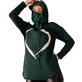 Damen-Sweatshirt mit Liebesdruck und Langen Ärmeln, lässig, lockere Oberteile, Pullover 956 perlen cl915 Bio-Baumwolle/Tencel™: nl ADV knöpfe übergangsjacke Overshirt Karomuster e-Girl b